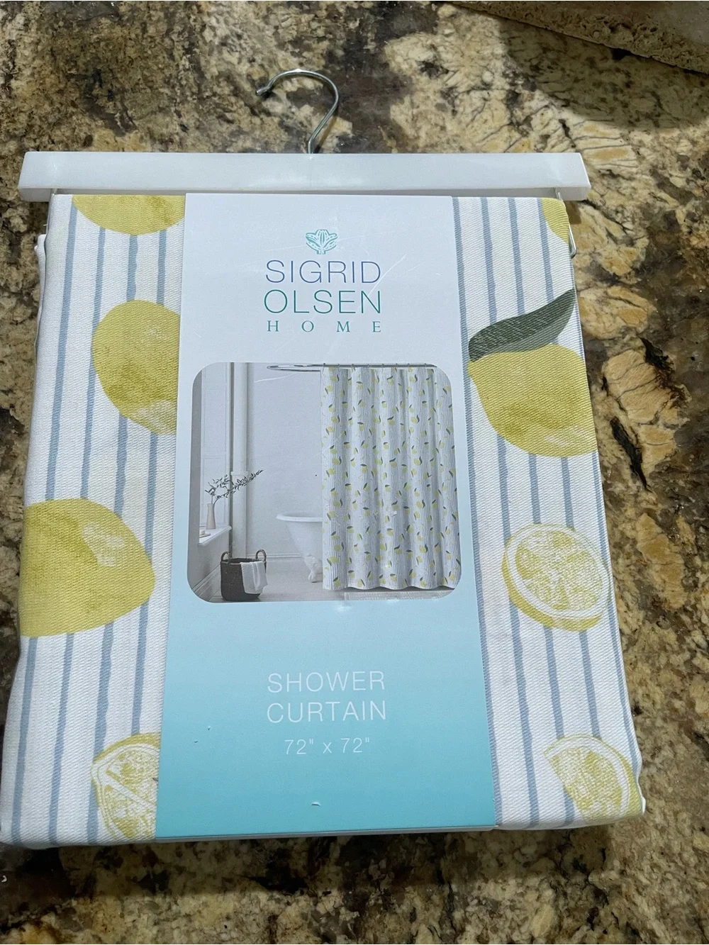 Sigrid Olsen coastal stripe lemon 🍋 design shower curtain - 72”x72” NEW